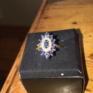 Blue sapphire and Diamond ring 14k gold